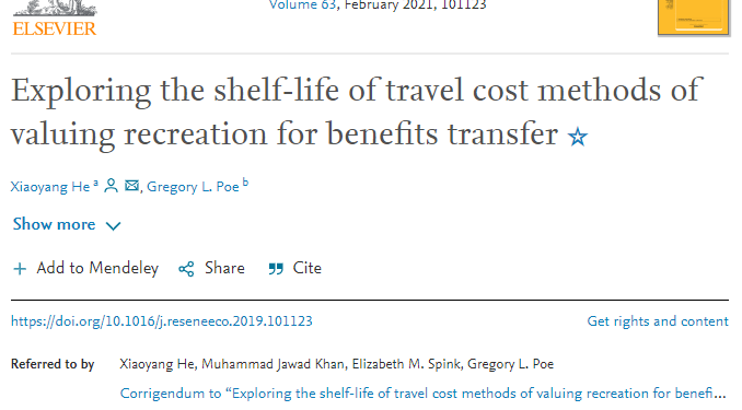 Resource and Energy Economics published a corridendum that adds authors